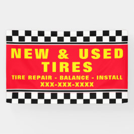 新しい中古タイヤをカスタマイズして販売ショップ 横断幕