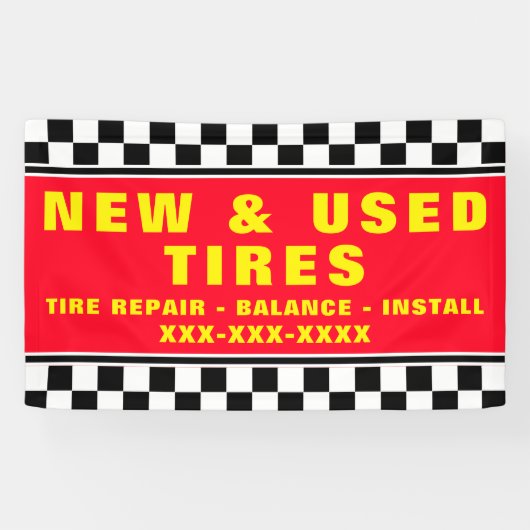 新しい中古タイヤをカスタマイズして販売ショップ 横断幕 (横)