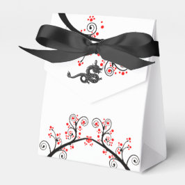 新しい中国の辰年と赤い花 フェイバーボックス