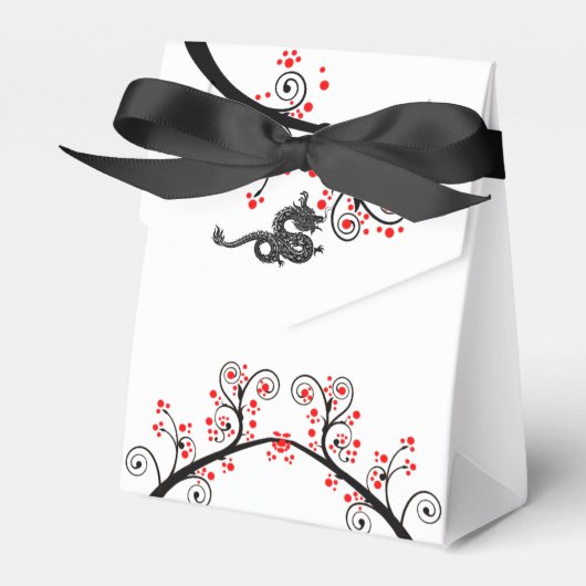 新しい中国の辰年と赤い花 フェイバーボックス (正面サイド)