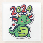 新しい中国の辰年 ガラスコースター (正面)