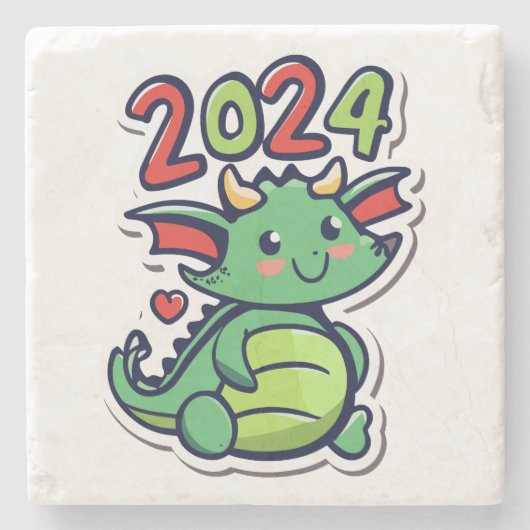 新しい中国の辰年 ストーンコースター (正面)