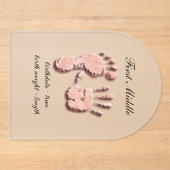 新しい乳児ハンドフットプリント アクリル招待状 (正面)