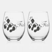 新しい乳児ハンドフットプリント ステムなしワイングラス (正面)