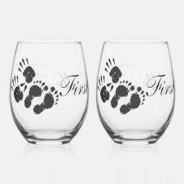 新しい乳児ハンドフットプリント ステムなしワイングラス