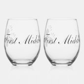 新しい乳児ハンドフットプリント ステムなしワイングラス (左)