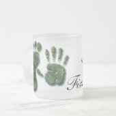 新しい乳児ハンドフットプリント フロストグラスマグカップ (正面左)