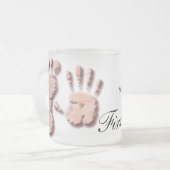 新しい乳児ハンドフットプリント フロストグラスマグカップ (正面左)