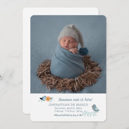 新しい人がここに写真の誕生の発表 案内状 (正面/裏面)