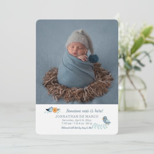 新しい人がここに写真の誕生の発表 案内状 (スタンド正面)