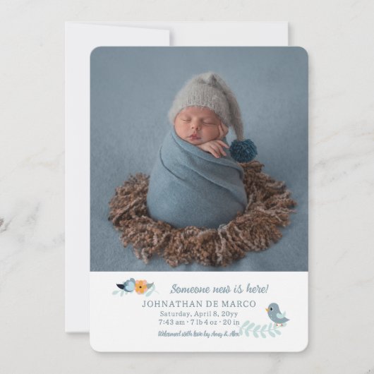 新しい人がここに写真の誕生の発表 案内状 (正面)