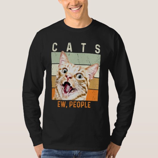 新しい人のヴィンテージ猫 Tシャツ (正面)