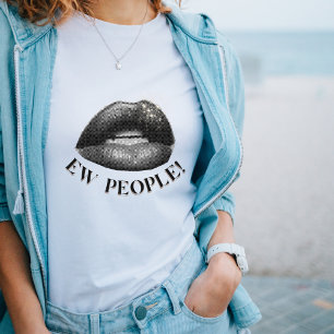 "新しい人はっきりした"唇グラフィック引用文Tシャツ Tシャツ