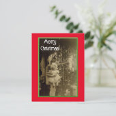 新しい人形クリスマスカードを持つ少女 シーズンカード (スタンド正面)