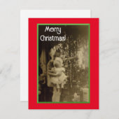 新しい人形クリスマスカードを持つ少女 シーズンカード (正面/裏面)