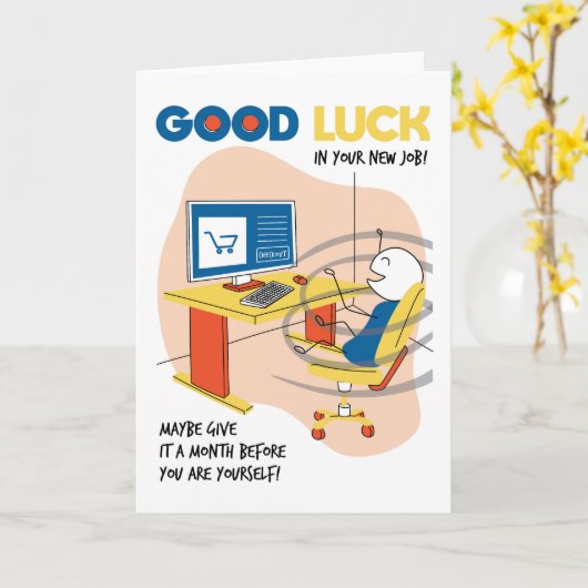 新しい仕事おもしろいを自分で祝うカード カード (黄色い花)