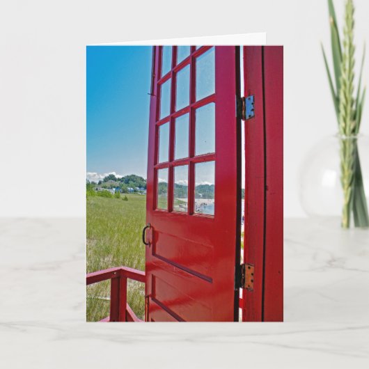 新しい仕事のお祝い赤い開放された カード (正面)