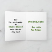 新しい仕事またはプロモーションのお祝い-牛 カード (内部)