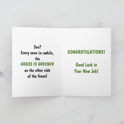 新しい仕事またはプロモーションのお祝い-牛 カード (内部)