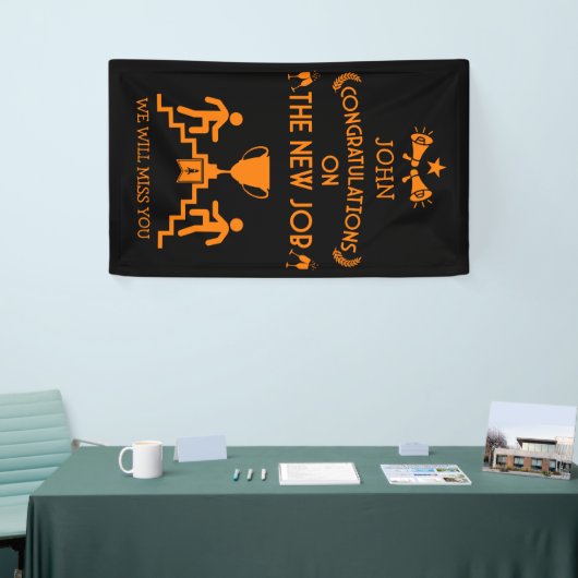 新しい仕事を祝う 横断幕 (トレードショー)