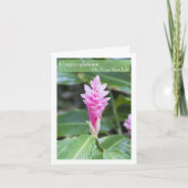 新しい仕事ピンクジンジャーの花おめでとう カード (正面)