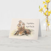 新しい仕事ユーモアかわいいシールおめでとう カード (黄色い花)