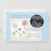 新しい付加の青い写真の妊娠の発表 案内状 (正面)