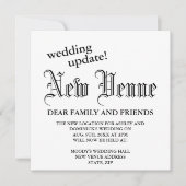 新しい会場ゴシッ結婚クの計画の変更 案内状 (正面)