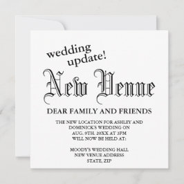 新しい会場ゴシッ結婚クの計画の変更 案内状