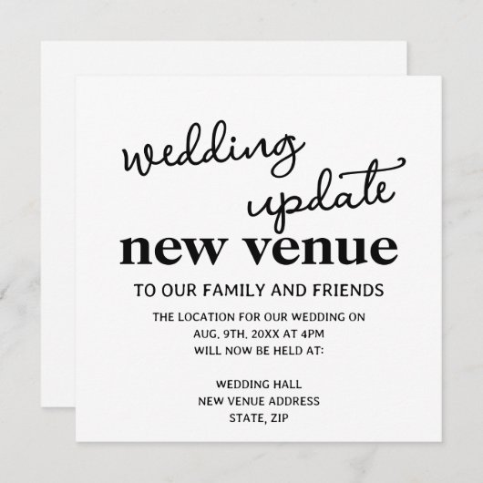 新しい会場結婚の計画の変更 案内状 (正面/裏面)