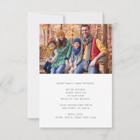 新しい住まいのファミリー写真 引っ越しのお知らせ 案内状 (裏面)