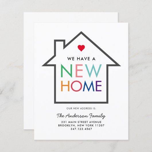 新しい住宅住所の変更を予算移動カード (正面/裏面)