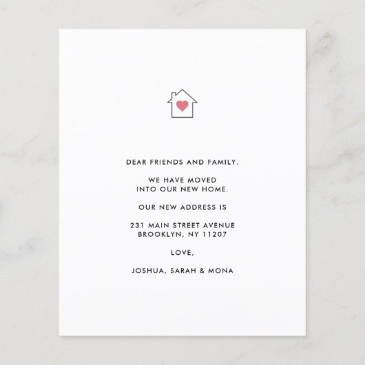 新しい住宅住所の変更を予算移動カード (裏面)