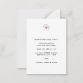 新しい住宅住所の変更を予算移動カード ノートカード (裏面)