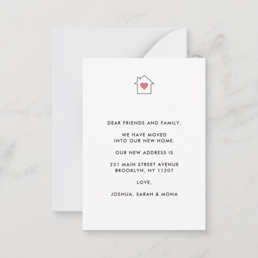 新しい住宅住所の変更を予算移動カード ノートカード (裏面)