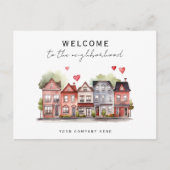 新しい住宅所有者が近所の不動産へようこそ ポストカード (正面)