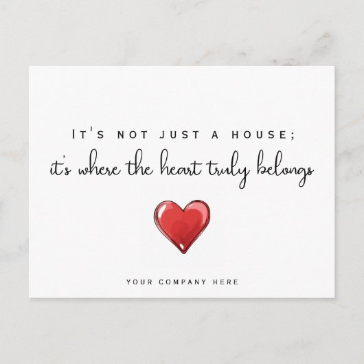 新しい住宅所有者のハート実在不動産プロモーション ポストカード (正面)