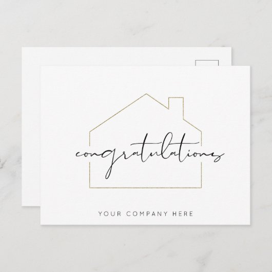 新しい住宅所有者の不動産おめでとう ポストカード (正面/裏面)