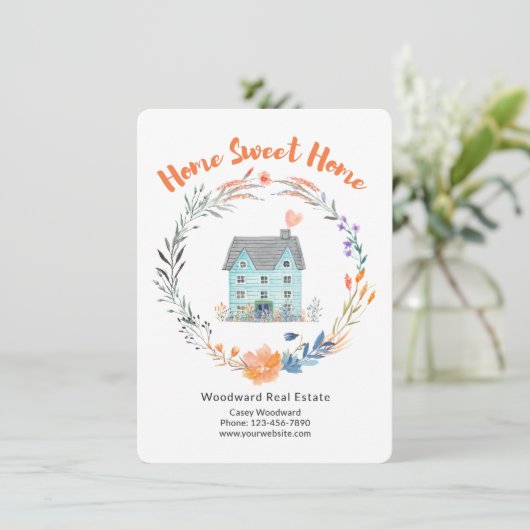 新しい住宅所有者への不動産仲介業者おめでとうございます サンキューカード (スタンド正面)