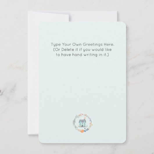 新しい住宅所有者への不動産仲介業者おめでとうございます サンキューカード (裏面)