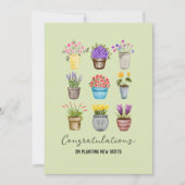 新しい住宅所有者への新しい根の植え付けに関するおめでとう カード (正面)