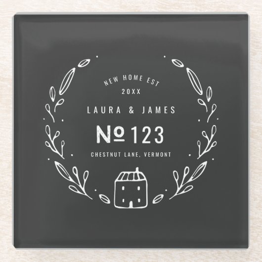 新しい住宅手書きフローラ ガラスコースター (正面)