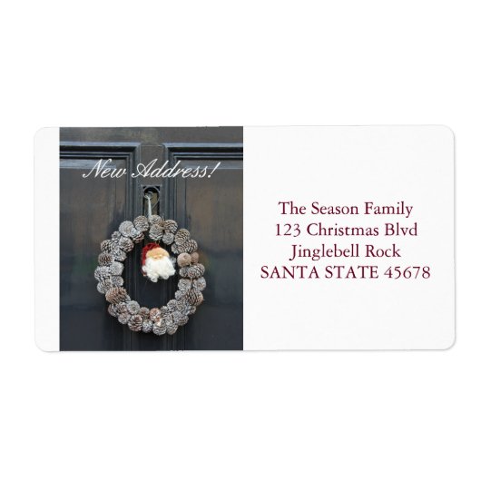 新しい住所からクリスマスリース ラベル (正面)