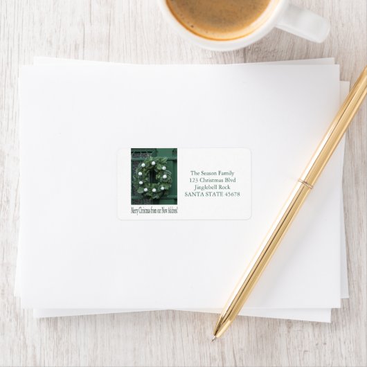 新しい住所からクリスマスリース ラベル (インサイチュ)