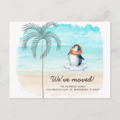 新しい住所かわいいペンギンフロリダのビーチ移動 案内ポストカード (正面)