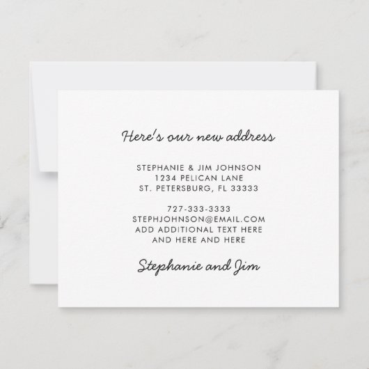 新しい住所かわいいペンギンFloridaビーチおもしろい移動 案内状 (裏面)