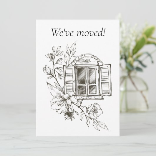 新しい住所が開花したウィンドウ 案内状 (スタンド正面)