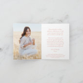 新しい住所と卒業写真赤面ピンク&金ゴールド サンキューカード (内部)