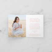 新しい住所と卒業写真赤面ピンク&金ゴールド サンキューカード (内部)