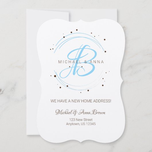 新しい住所のお知らせモノグラムの 招待状 (正面)